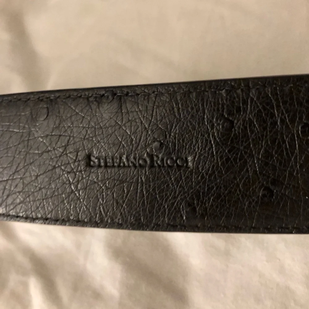 Stefano Ricci Black Ostrich Leather Belt